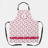 Cute Cherry Coquette Pink Custom Monogram Schürze (Vorderseite)