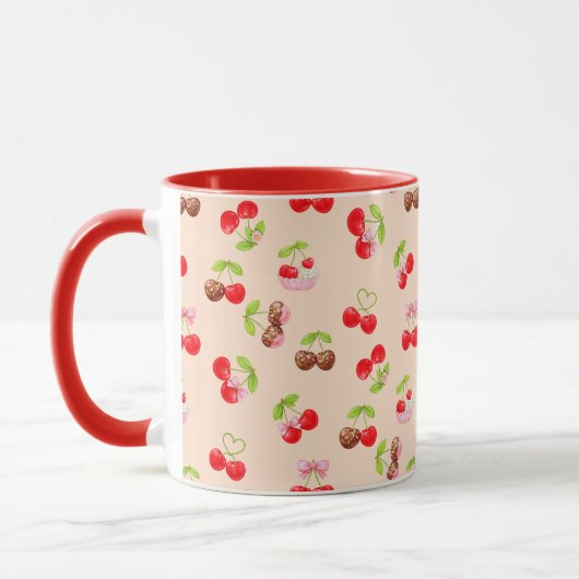 Cute Cherry Dessert Pattern Sweet Aesthetic Design Tasse (Links)
