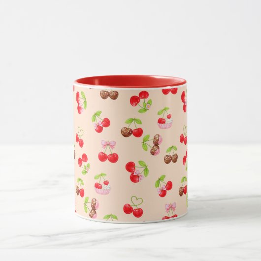 Cute Cherry Dessert Pattern Sweet Aesthetic Design Tasse (Zentrum)