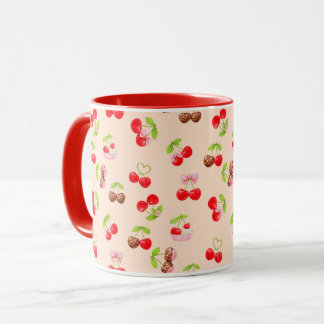 Cute Cherry Dessert Pattern Sweet Aesthetic Design Tasse