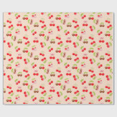 Cute Cherry Dessert Pattern Sweet  Geschenkpapier (Flach)