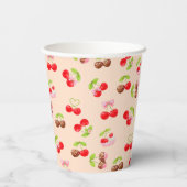 Cute Cherry Dessert Pattern Sweet Party Aesthetic Pappbecher (Rückseite)
