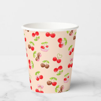 Cute Cherry Dessert Pattern Sweet Party Aesthetic Pappbecher