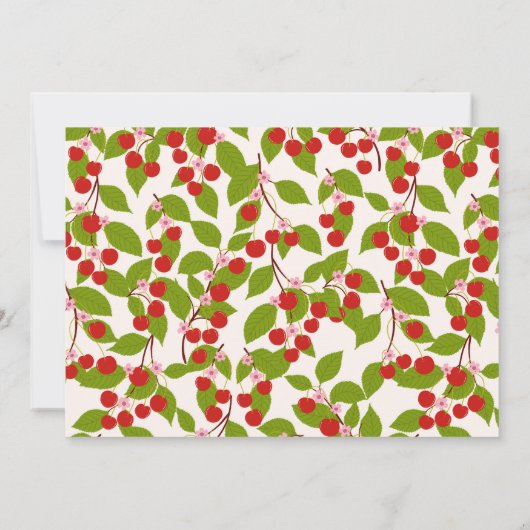 Cute Cherry Fruit Watercolor Pattern Personalized Mitteilungskarte (Rückseite)
