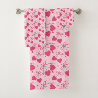 Cute Cherry Heart Towel Set | Sweet Retro Valentin