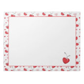 Cute Cherry Hearts Boho Scandinavian Valentine Notizblock (Vorderseite)