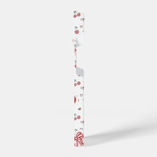 Cute Cherry iPhone 14 Case with Hearts & Bows Hülle (Linke Seite)