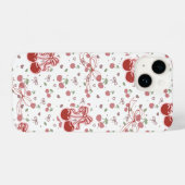 Cute Cherry iPhone 14 Case with Hearts & Bows iPhone Hülle (Rückseite (Horizontal))