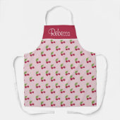 Cute Cherry Pattern Burgundy and Pink Personalised Schürze (Vorderseite)