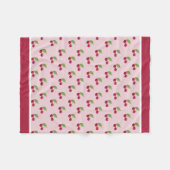 Cute Cherry Pattern Burgundy Stripes Fleecedecke (Vorderseite (Horizontal))