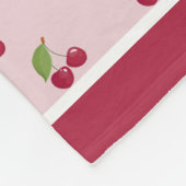 Cute Cherry Pattern Burgundy Stripes Fleecedecke (Ecke)