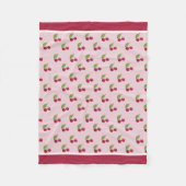 Cute Cherry Pattern Burgundy Stripes Fleecedecke (Vorderseite)