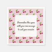 Cute Cherry Pattern Custom Message  Serviette (Vorderseite)