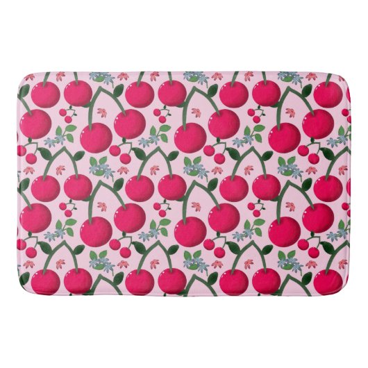 Cute Cherry  Pattern, Glossy Kawaii Fruit Badematte (Vorderseite)