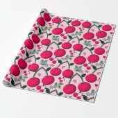 Cute Cherry  Pattern, Glossy Kawaii Fruit Geschenkpapier (Ungerollt)