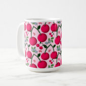 Cute Cherry  Pattern, Glossy Kawaii Fruit Kaffeetasse (Vorderseite Links)