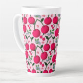 Cute Cherry  Pattern, Glossy Kawaii Fruit Milchtasse (Linke Ecke)