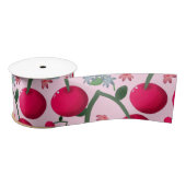 Cute Cherry  Pattern, Glossy Kawaii Fruit Satinband (Spule)