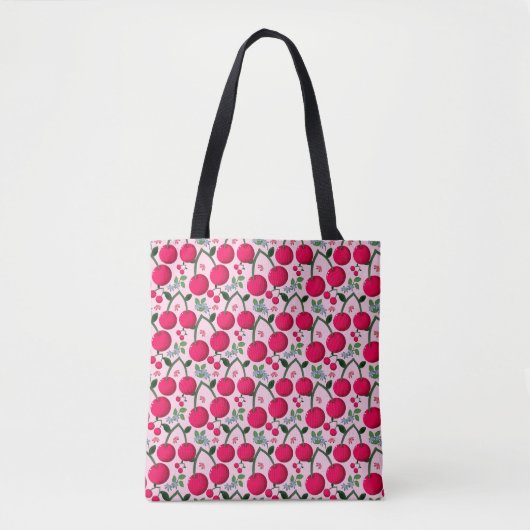 Cute Cherry  Pattern, Glossy Kawaii Fruit Tasche (Vorderseite)