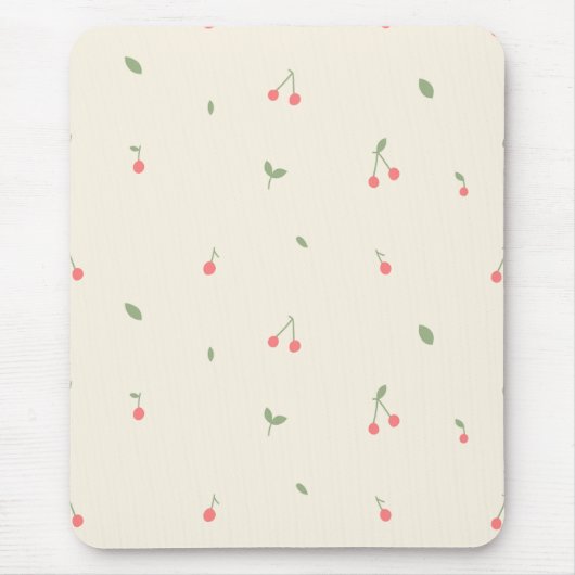 Cute Cherry Pattern – Minimal Fruit Aesthetic Mousepad (Vorne)