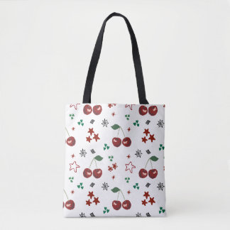 Cute Cherry Pattern Mint Green Cottagecore Tasche
