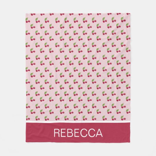Cute Cherry Pattern Personalised Fleecedecke (Vorderseite)