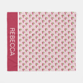 Cute Cherry Pattern Personalised Fleecedecke (Vorderseite (Horizontal))