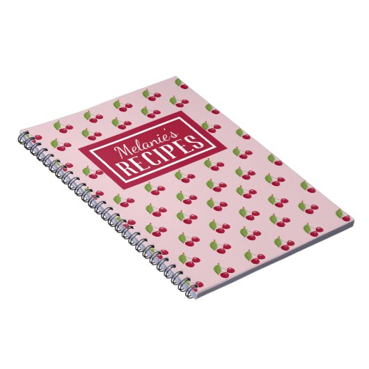 Cute Cherry Pattern Personalised Recipe Notizblock (Rechte Seite)
