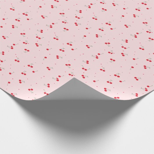 Cute Cherry Pattern | Pink Aesthetic Seamless Geschenkpapier (Ecke)