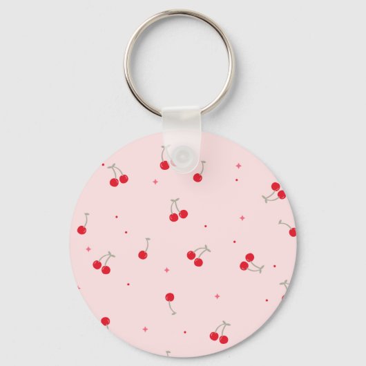 Cute Cherry Pattern | Pink Aesthetic Seamless  Schlüsselanhänger (Vorderseite)