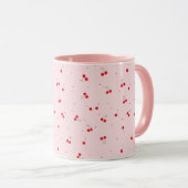 Cute Cherry Pattern | Pink Aesthetic Seamless  Tasse (VorderseiteRechts)