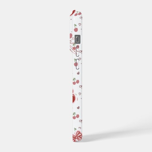 Cute Cherry Phone Case with Hearts & Bows iPhone Hülle (Linke Seite)
