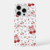 Cute Cherry Phone Case with Hearts & Bows iPhone Hülle (Rückseite)