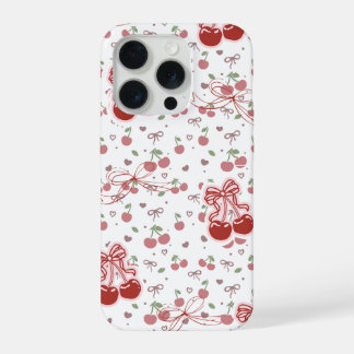 Cute Cherry Phone Case with Hearts & Bows iPhone 15 Pro Hülle