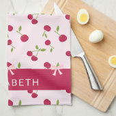 Cute Cherry Print Pattern Coquette Pink Custom Geschirrtuch (Viertel Falte)