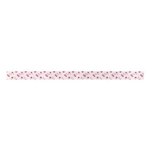 Cute Cherry Print Pattern Coquette Pink Fruit Satinband (Vorderseite)