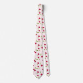 Cute Cherry Print Pattern Coquette Pink Monogram Krawatte (Vorderseite)