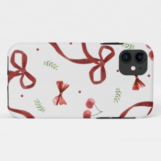Cute Cherry & Red Ribbon Pattern Phone Case (Rückseite (Horizontal))