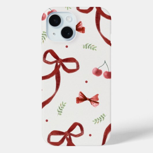 Cute Cherry & Red Ribbon Pattern Phone Case (Rückseite)