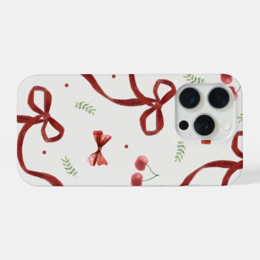 Cute Cherry & Red Ribbon Pattern Phone Case iPhone Hülle (Rückseite (Horizontal))