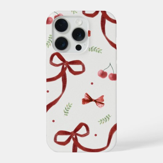 Cute Cherry & Red Ribbon Pattern Phone Case iPhone Hülle (Rückseite)