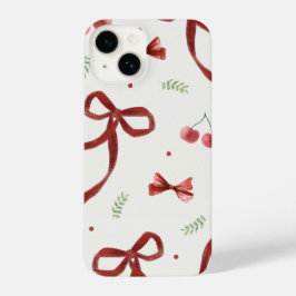 Cute Cherry & Red Ribbon Pattern Phone Case iPhone 14 Hülle