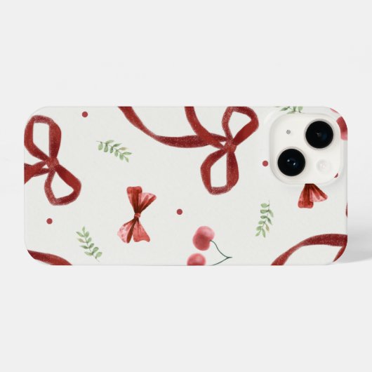 Cute Cherry & Red Ribbon Pattern Phone Case iPhone Hülle (Rückseite (Horizontal))
