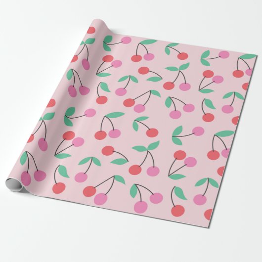 Cute cherry seamless pattern design. Vintage illus Geschenkpapier (Ungerollt)