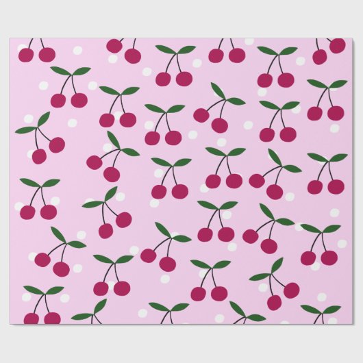 Cute Cherry Wrapping Paper Geschenkpapier (Flach)