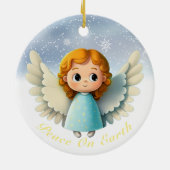 Cute Cherub Baby Girl Angel, Peace On Earth 👼🏻🎄 Keramik Ornament (Hinten)
