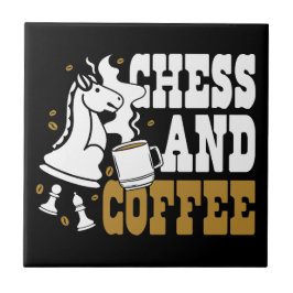 Cute Chess and Coffee Chess Lover Knight Art Fliese