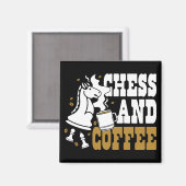 Cute Chess and Coffee Chess Lover Knight Art Magnet (Vorderseite/Rückseite)