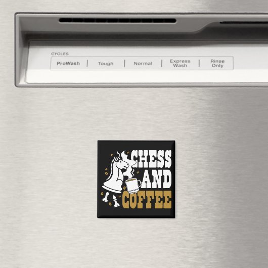 Cute Chess and Coffee Chess Lover Knight Art Magnet (In Situ (Geschirrspüler))