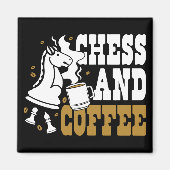 Cute Chess and Coffee Chess Lover Knight Art Magnet (Vorne)